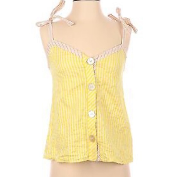 Ted Baker Tops - Ted Baker London Women Yellow Sleeveless Button-Down Shirt